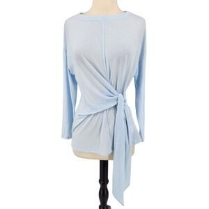 Express Semi Sheer Powder Blue Top with Draped Waist & Arch Ties Size XS